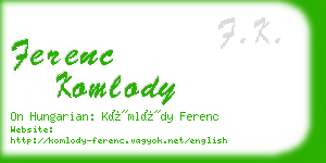 ferenc komlody business card